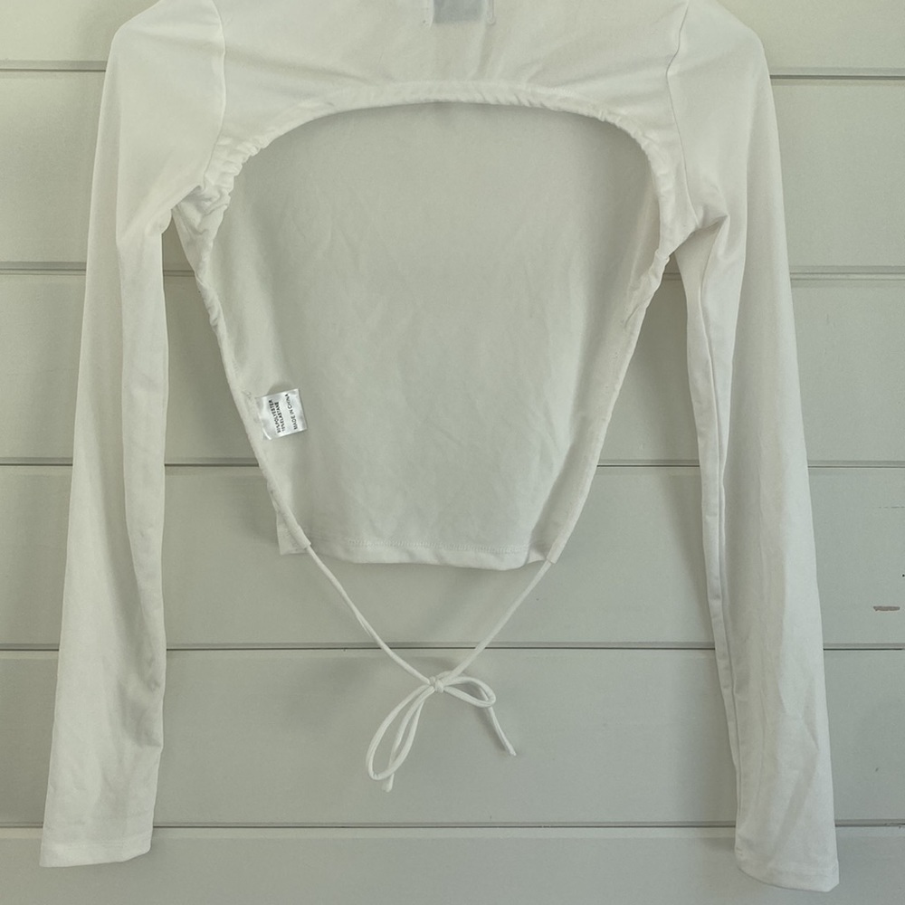 Princess Polly | White Long Sleeve Top Open Back Tie | Great Condition - Picture 6 of 6
